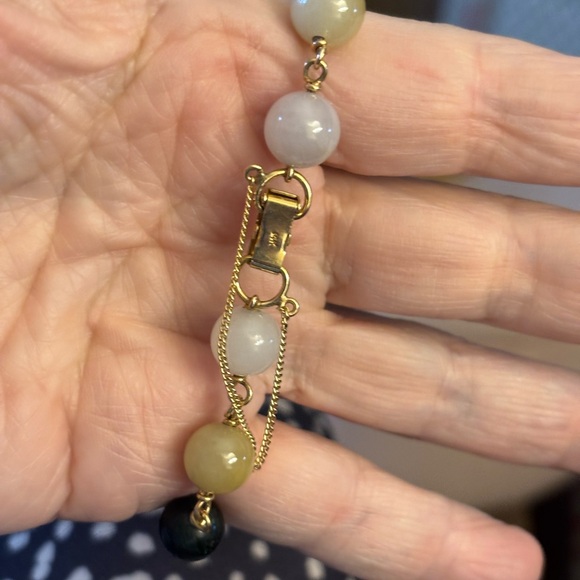 Beautiful 14k bracelet with multi colored semi precious stones - Picture 4 of 4